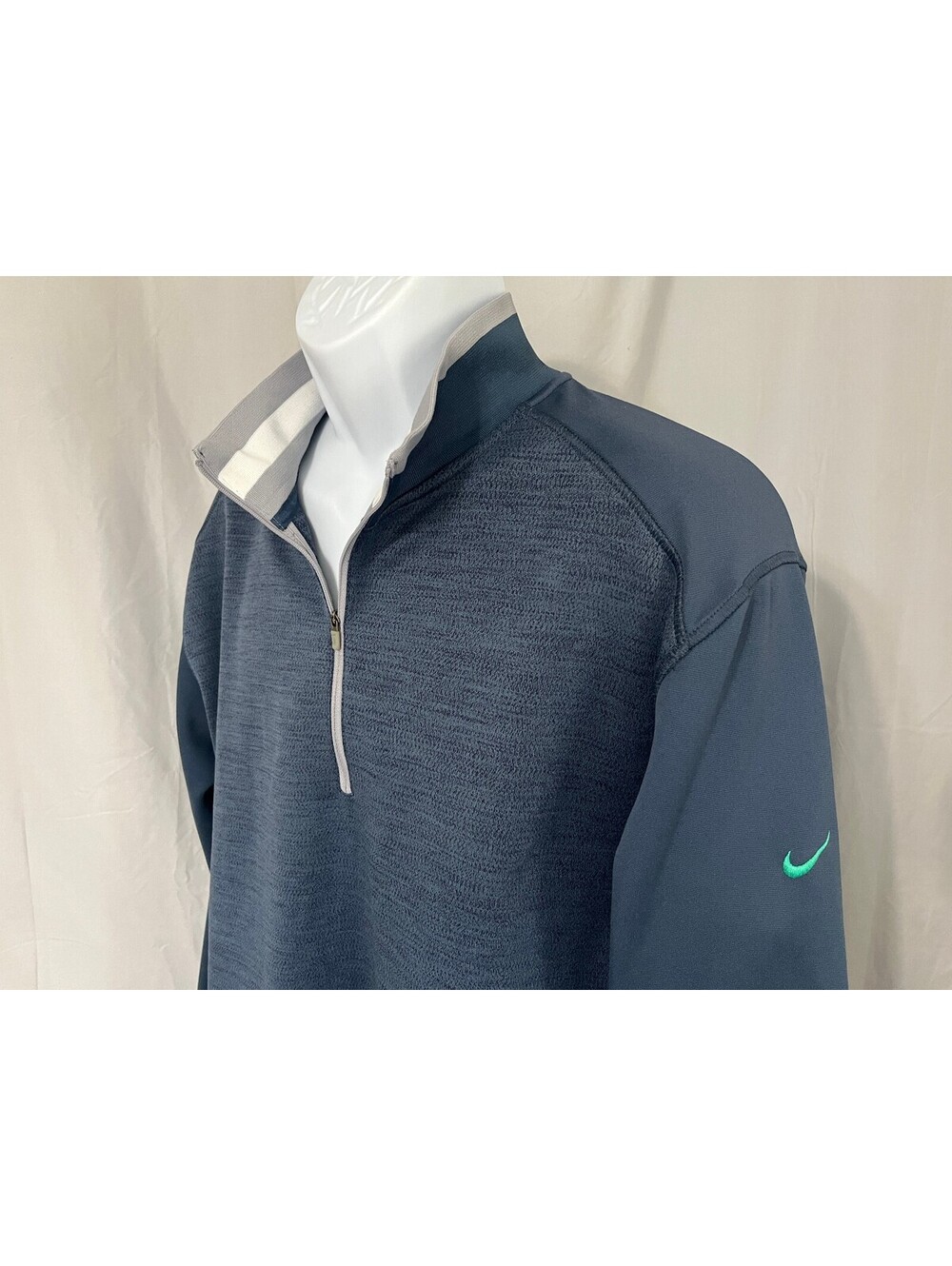 Nike Golf Men's Blue w/ Green Gray 1/4 Zip Pullover Jacket Tour Performance XL